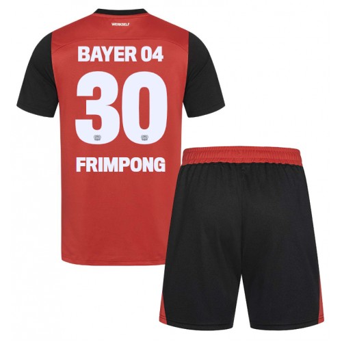 Fotballdrakt Barn Bayer Leverkusen Jeremie Frimpong #30 Hjemmedraktsett 2024-25 Kortermet (+ Korte bukser)